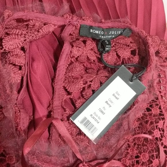 Romeo and Juliet Couture berry pleated lace dress - Picture 12 of 16